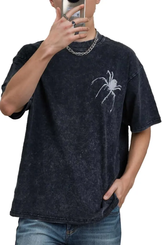 EMMIOL Men's T Shirts Oversized Short Sleeves Unisex Loose Solid Streetwear Tee Crew Neck Cotton Tops