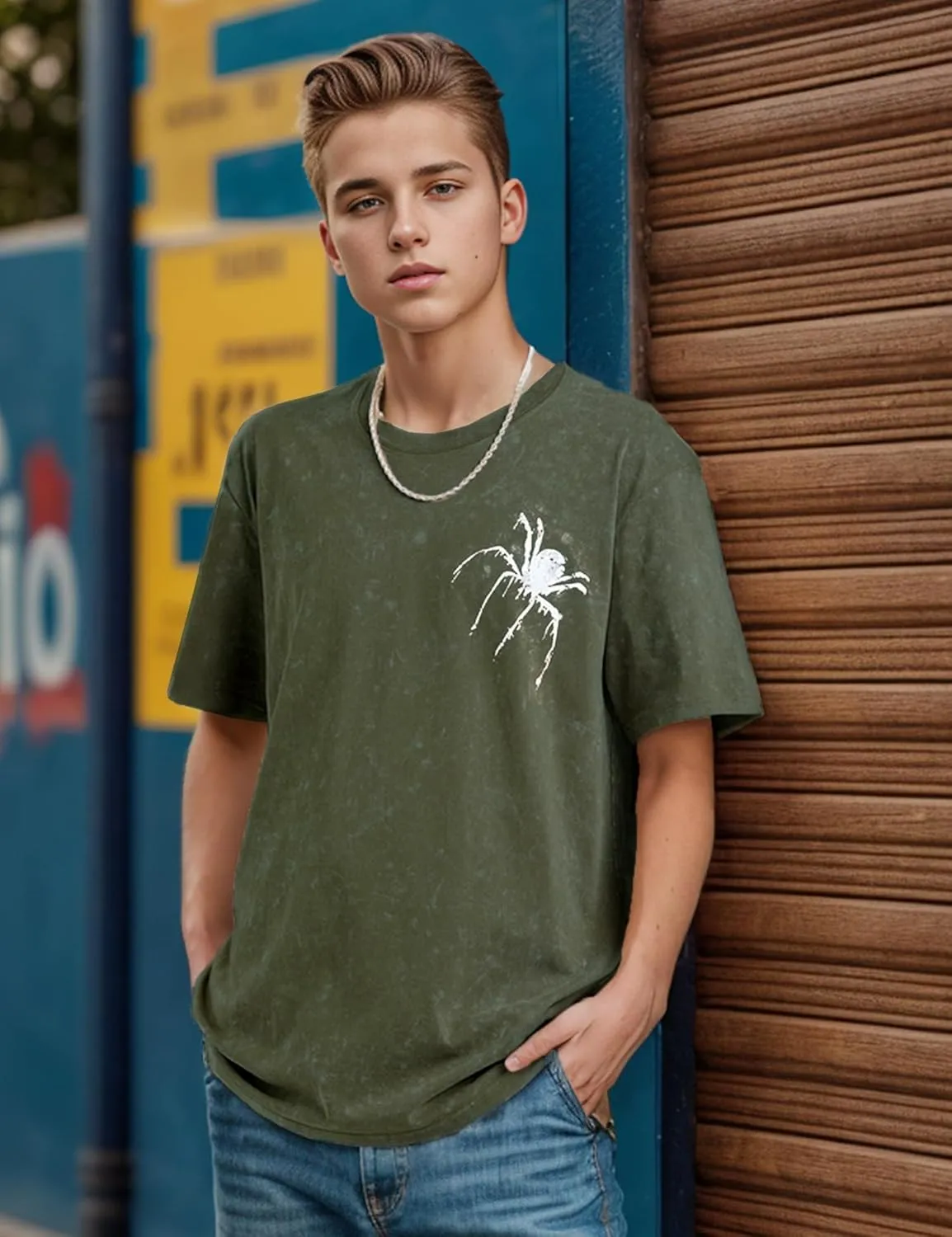EMMIOL Men's T Shirts Oversized Short Sleeves Unisex Loose Solid Streetwear Tee Crew Neck Cotton Tops