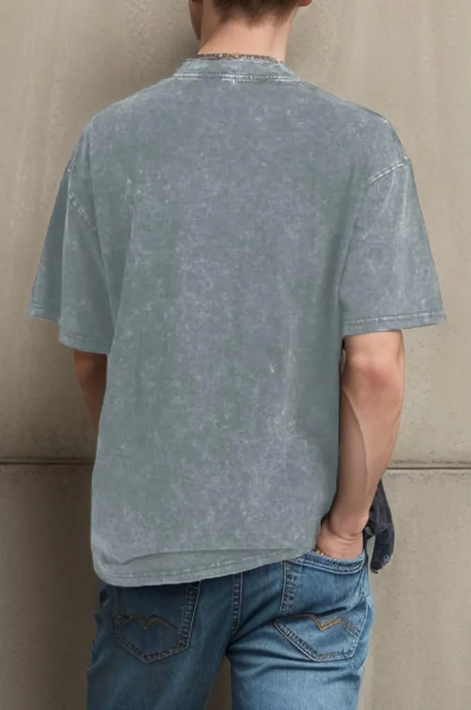 EMMIOL Men's T Shirts Oversized Short Sleeves Unisex Loose Solid Streetwear Tee Crew Neck Cotton Tops
