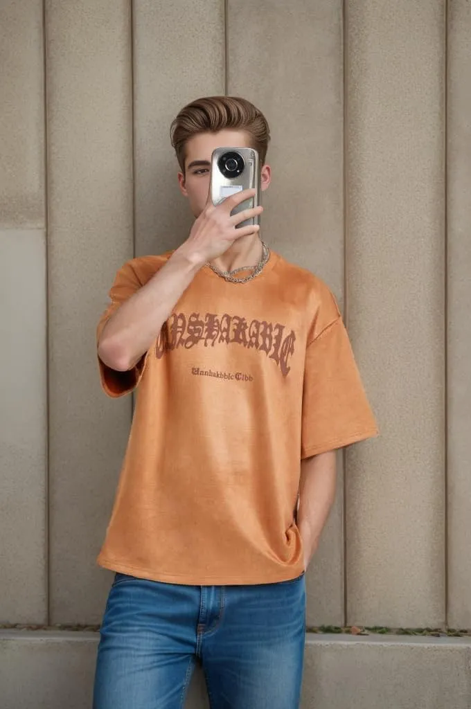 EMMIOL Men's T Shirts Oversized Short Sleeves Unisex Loose Solid Streetwear Tee Crew Neck Cotton Tops