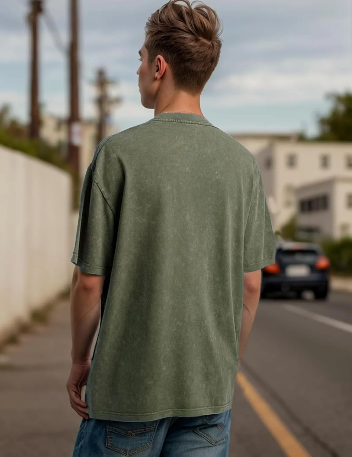 EMMIOL Men's T Shirts Oversized Short Sleeves Unisex Loose Solid Streetwear Tee Crew Neck Cotton Tops