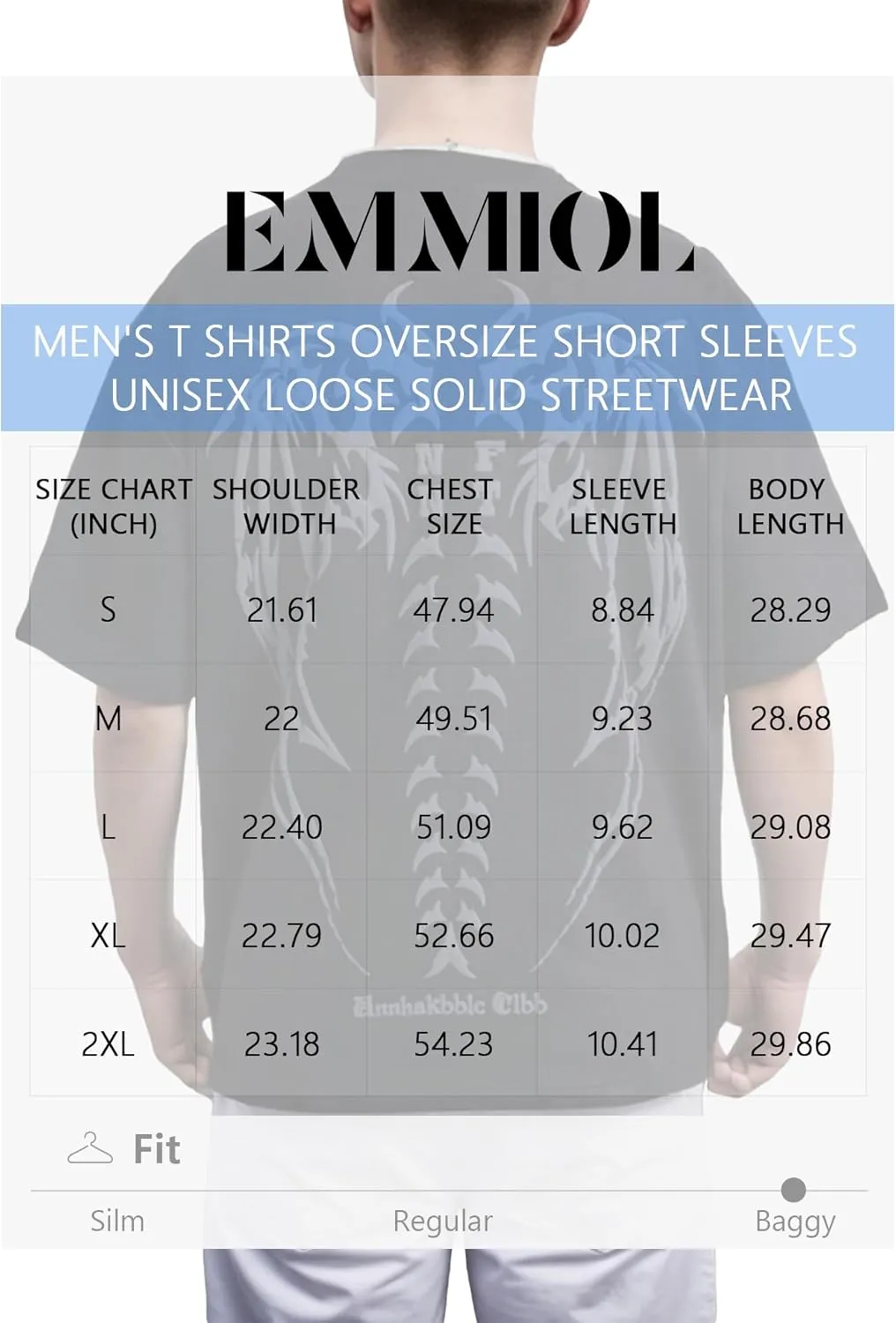 EMMIOL Men's T Shirts Oversized Short Sleeves Unisex Loose Solid Streetwear Tee Crew Neck Cotton Tops
