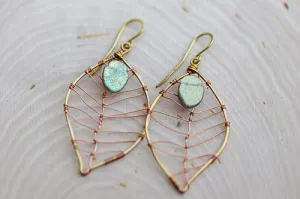 Em'z Blendz Labradorite Leaf Earrings | Handcrafted Artisan Jewelry