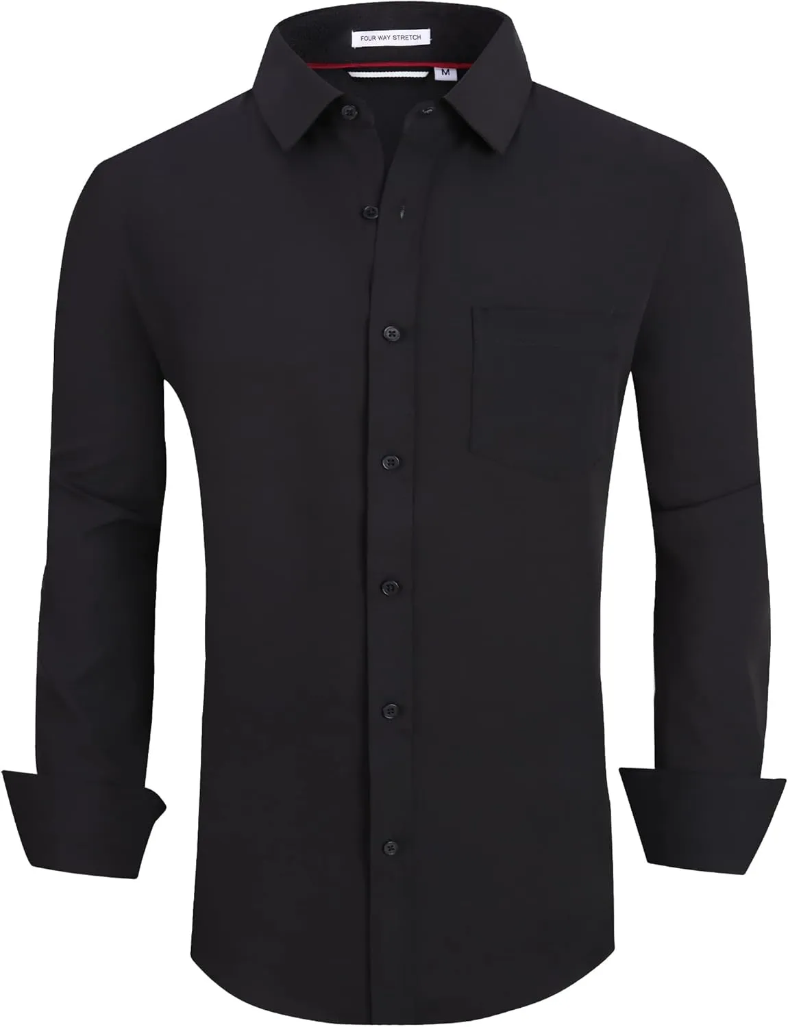 Esabel.C Men's Dress Shirt Wrinkle Free Solid Short Sleeve Button Down Shirts