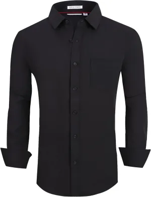 Esabel.C Men's Dress Shirt Wrinkle Free Solid Short Sleeve Button Down Shirts