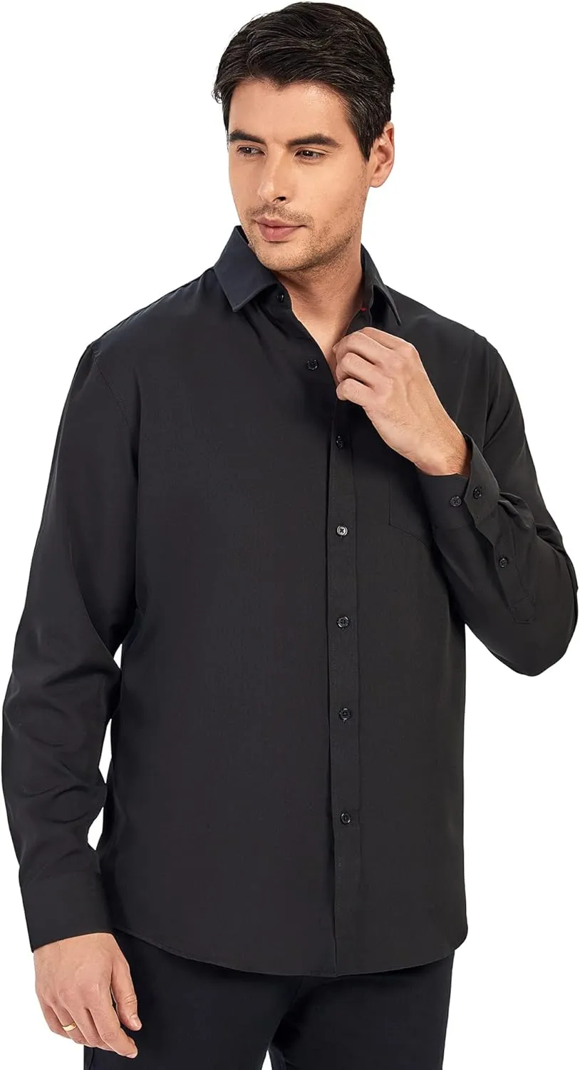 Esabel.C Men's Dress Shirt Wrinkle Free Solid Short Sleeve Button Down Shirts