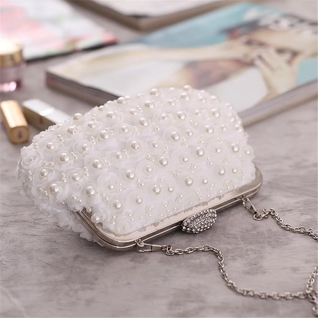 Fairy Bag Evening Bag Rose Beaded Pearl Bag Versatile Model Women's Clutch Bag