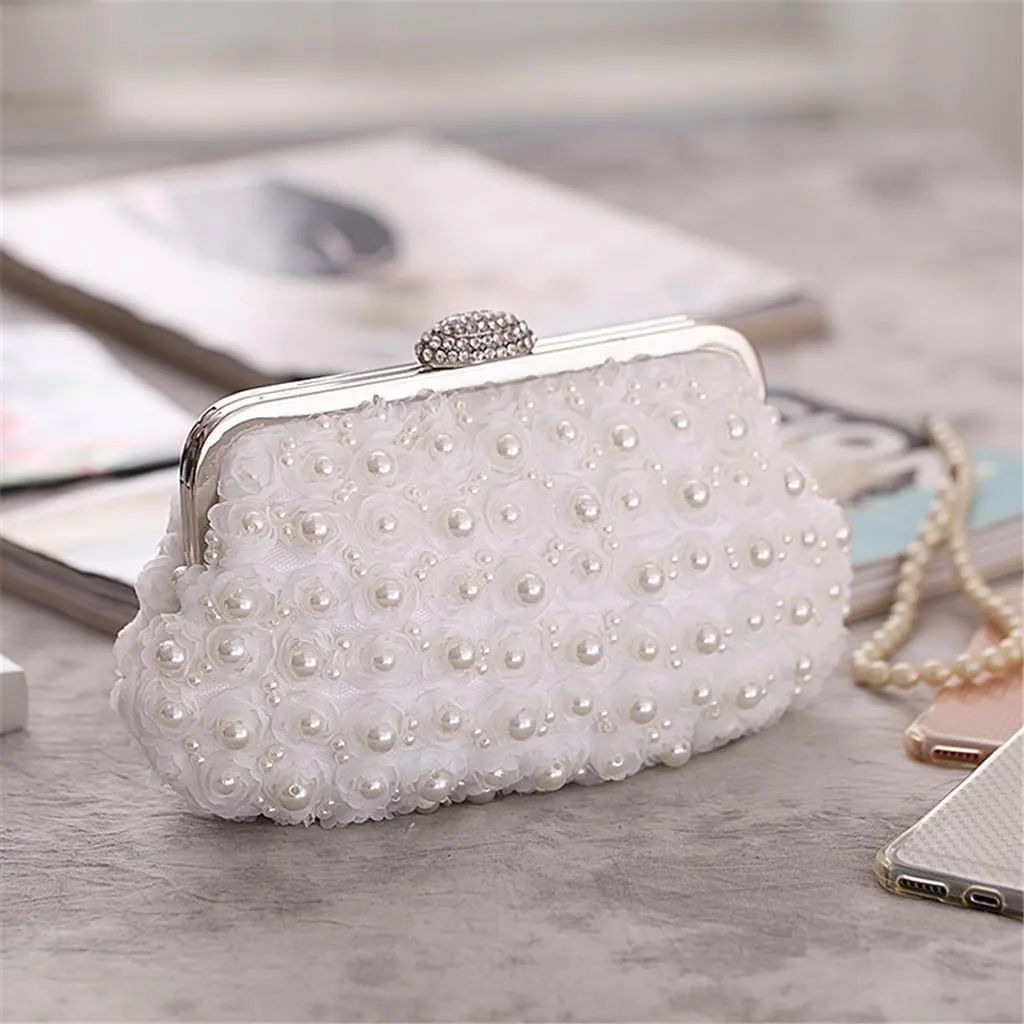 Fairy Bag Evening Bag Rose Beaded Pearl Bag Versatile Model Women's Clutch Bag