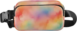 Fanny Pack for Men Women Waterproof Sports Waist Bag Pack Crossbody Belt Bag with Adjustable Strap for Travel Walking Running Hiking Cycling Airy and Light Rainbow