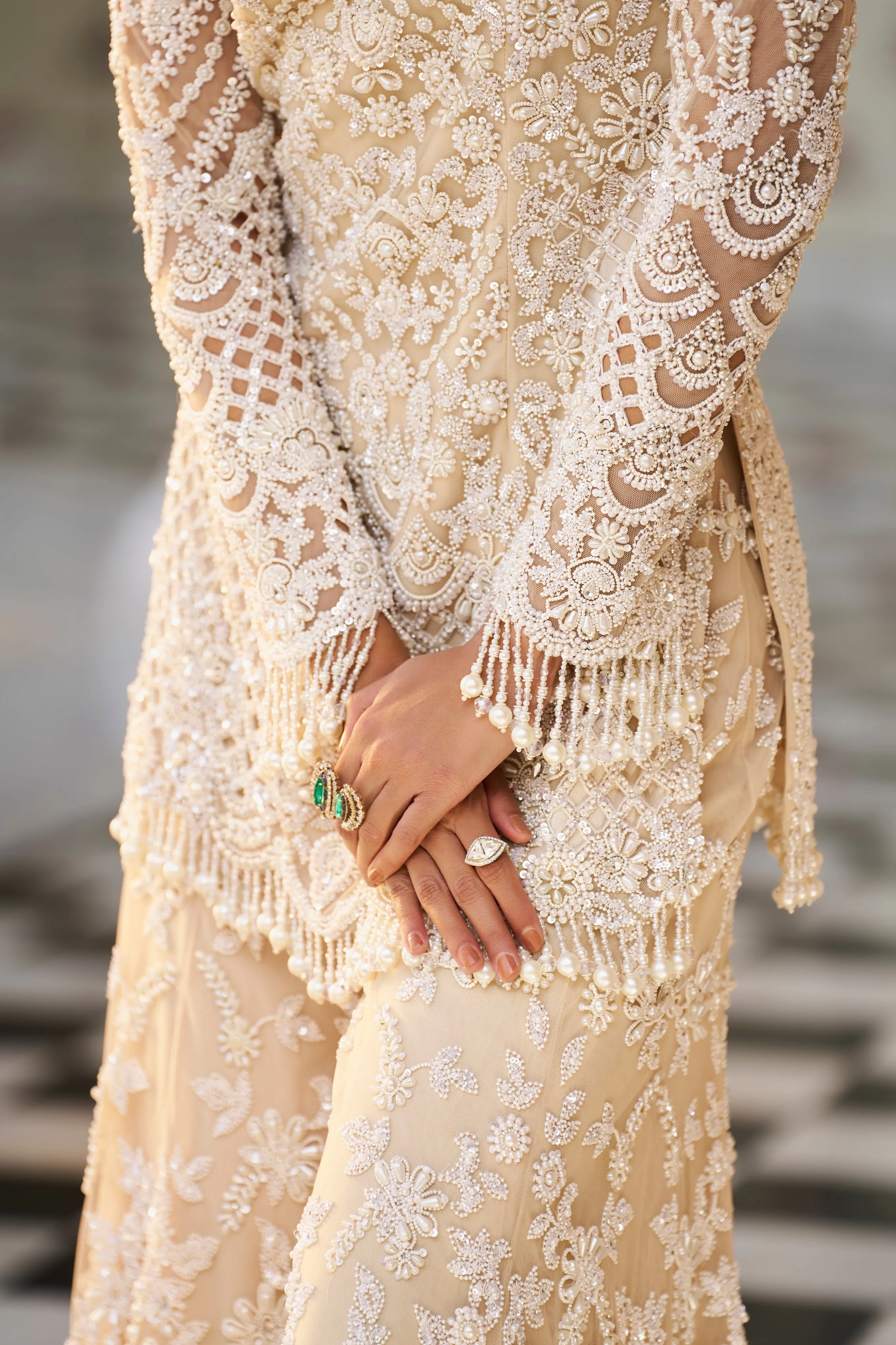 Fiori Nude Pearl Sharara Set