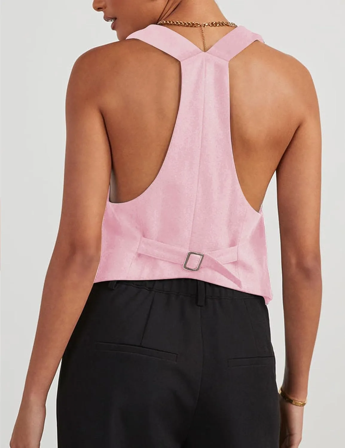 Floral Find Women's Casual Versatile Button Up Sleeveless Vest Sexy V Neck Jacket Waistcoat