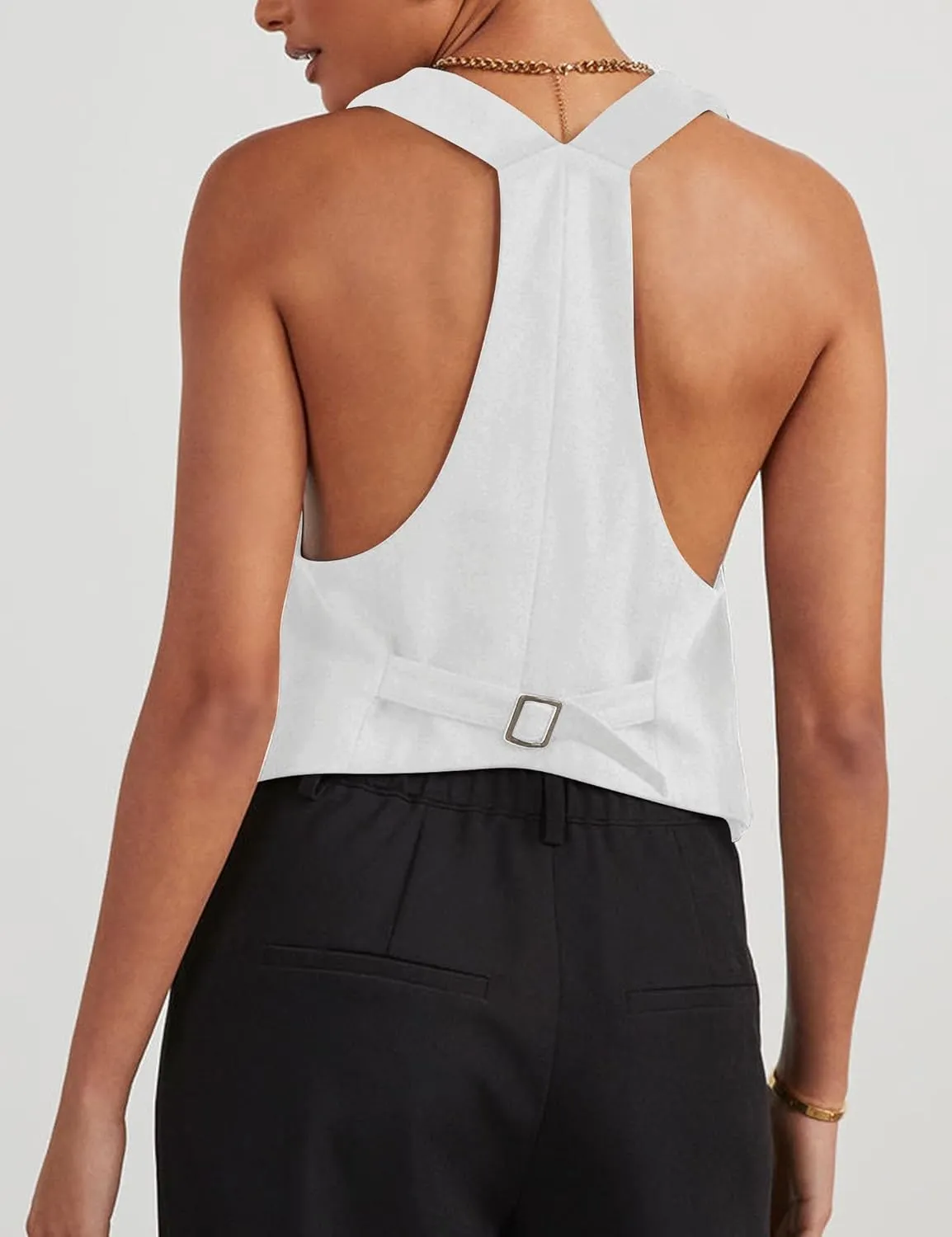 Floral Find Women's Casual Versatile Button Up Sleeveless Vest Sexy V Neck Jacket Waistcoat