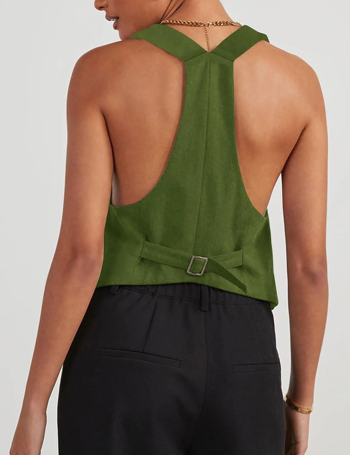 Floral Find Women's Casual Versatile Button Up Sleeveless Vest Sexy V Neck Jacket Waistcoat