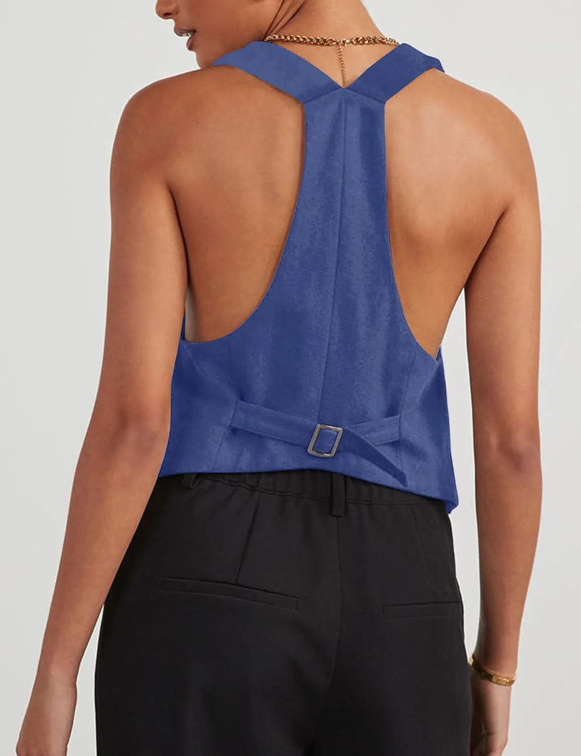 Floral Find Women's Casual Versatile Button Up Sleeveless Vest Sexy V Neck Jacket Waistcoat