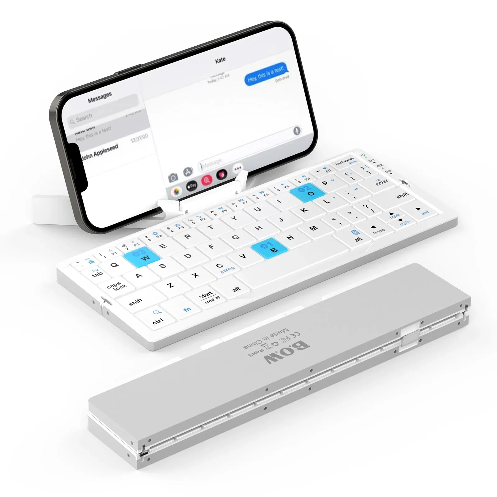 Foldable Mini Wireless BT Keyboard Aluminum Alloy Keypad with Magnetic Stand Rechargeable for iPad iPhone Samsung Tablet