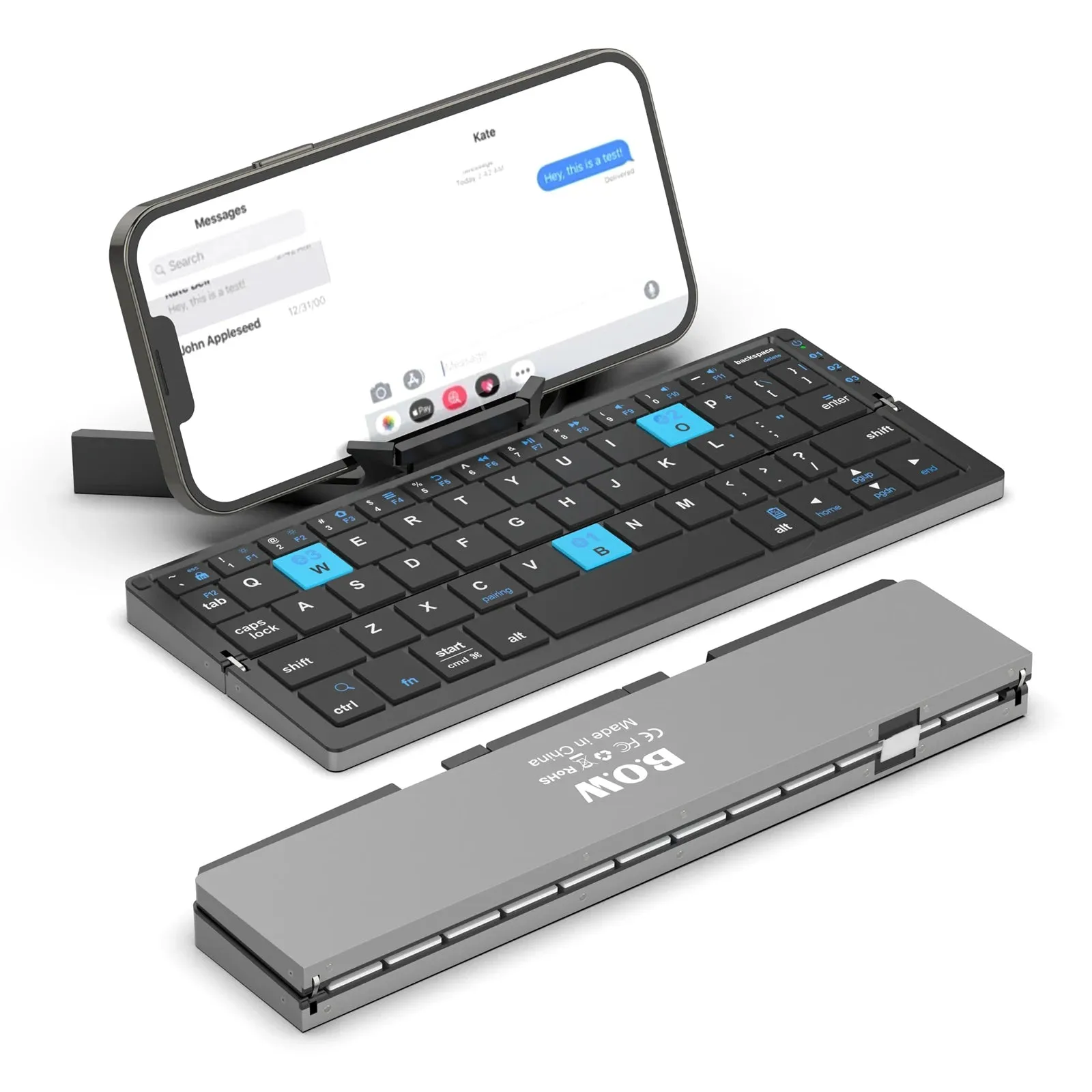Foldable Mini Wireless BT Keyboard Aluminum Alloy Keypad with Magnetic Stand Rechargeable for iPad iPhone Samsung Tablet
