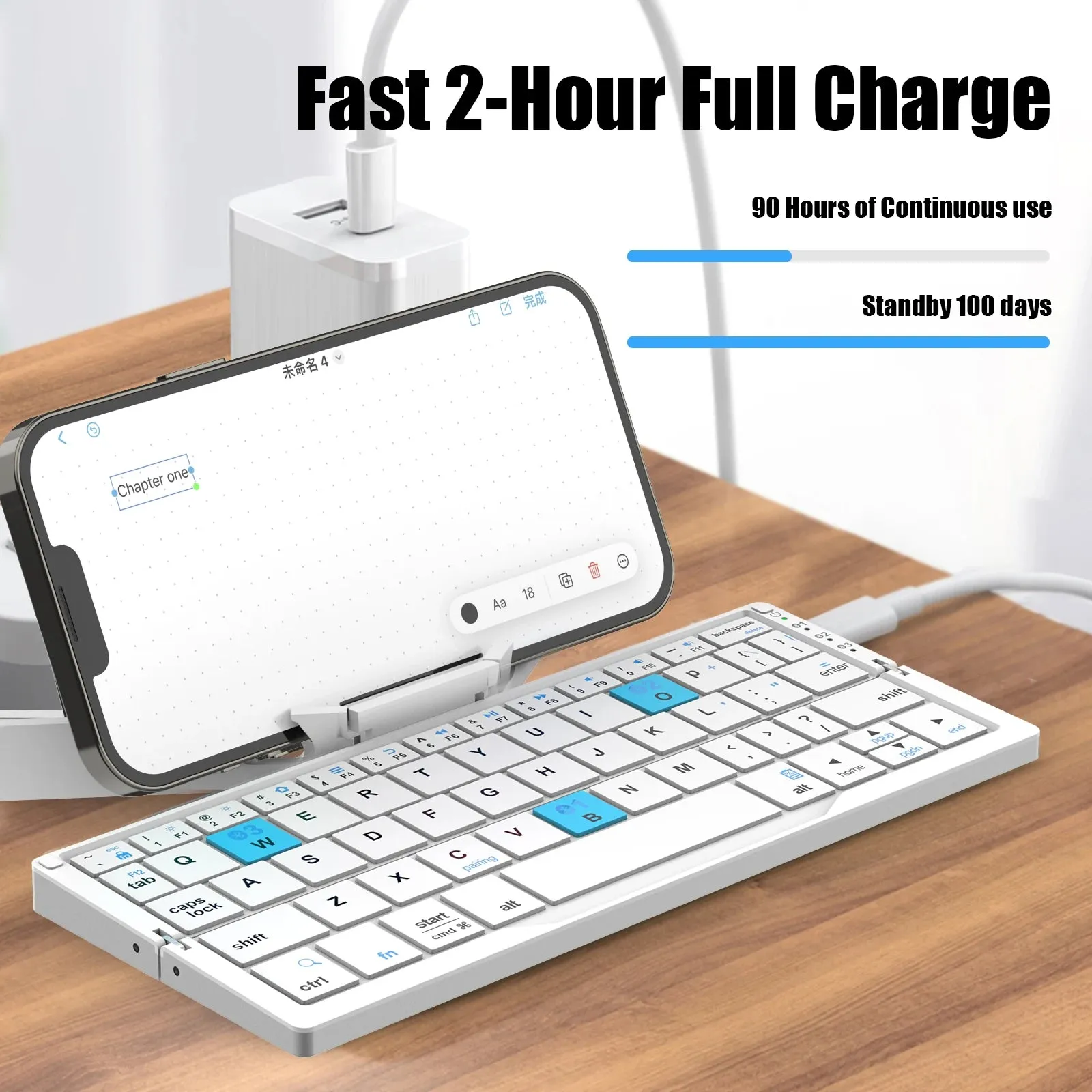 Foldable Mini Wireless BT Keyboard Aluminum Alloy Keypad with Magnetic Stand Rechargeable for iPad iPhone Samsung Tablet