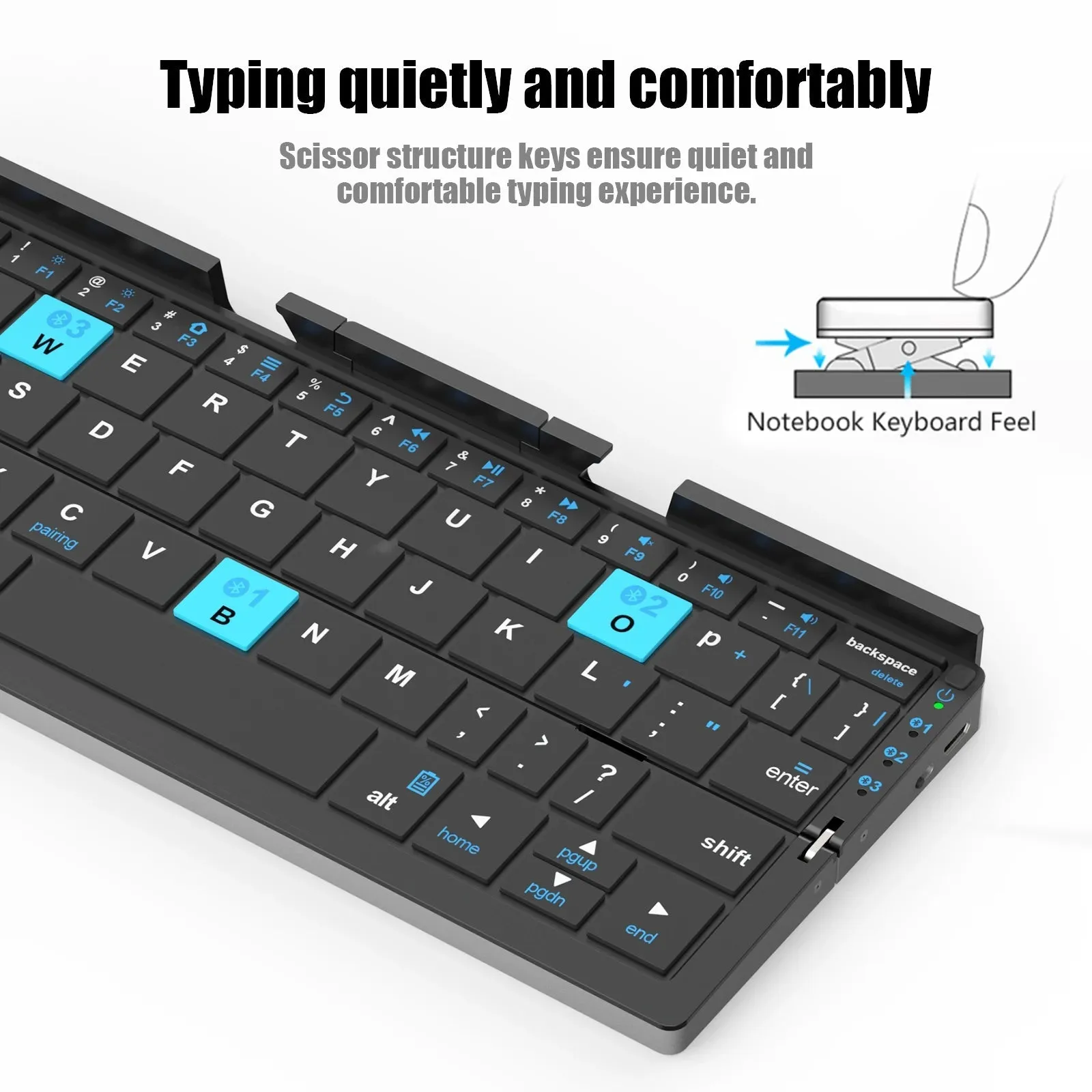 Foldable Mini Wireless BT Keyboard Aluminum Alloy Keypad with Magnetic Stand Rechargeable for iPad iPhone Samsung Tablet