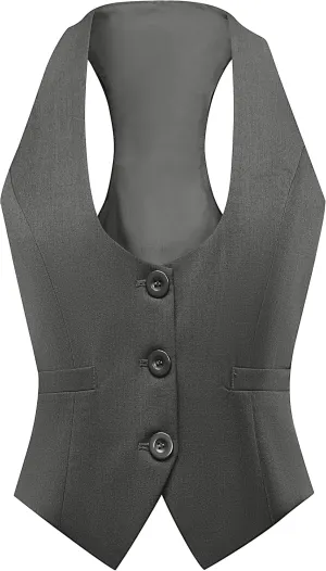 Foucome Vest for Women Dressy Casual Suit Vests Versatile Steampunk Racerback Waistcoat Vest Tops