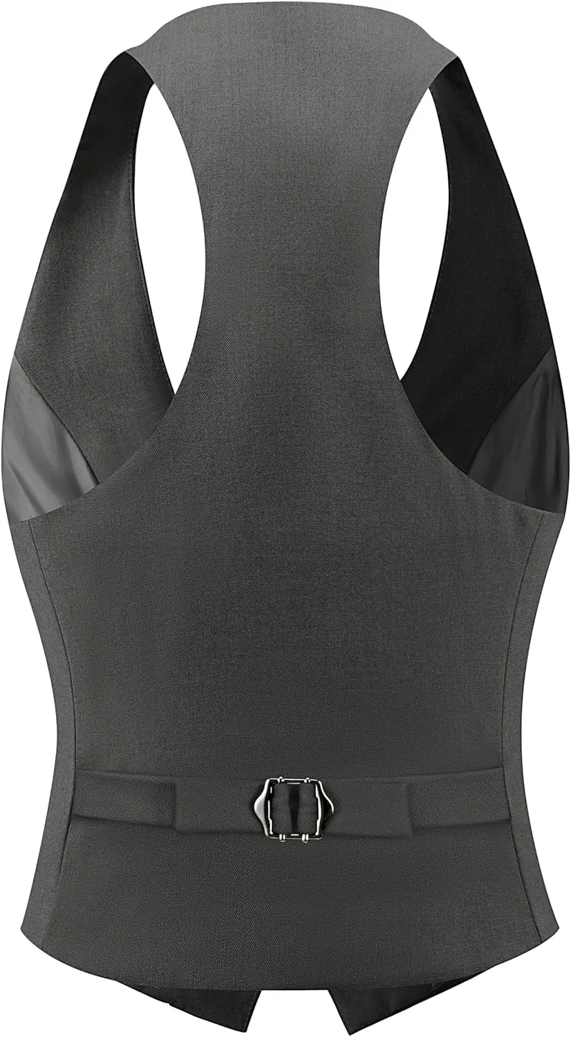 Foucome Vest for Women Dressy Casual Suit Vests Versatile Steampunk Racerback Waistcoat Vest Tops