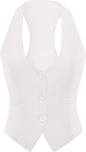 Foucome Vest for Women Dressy Casual Suit Vests Versatile Steampunk Racerback Waistcoat Vest Tops