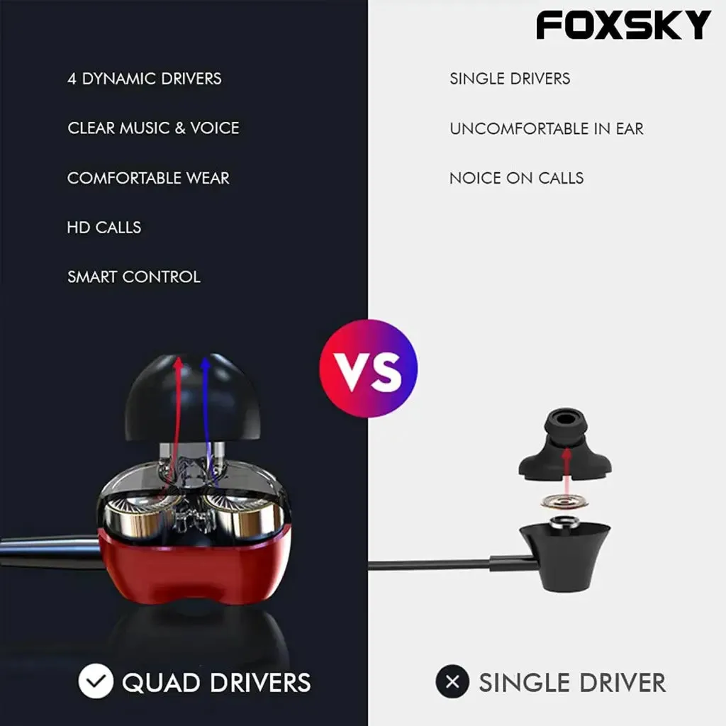 Foxsky Boult 002 Wireless Headphones With Bluetooth 5.0, Magnetic, 15 Hours Battery Life (Red)
