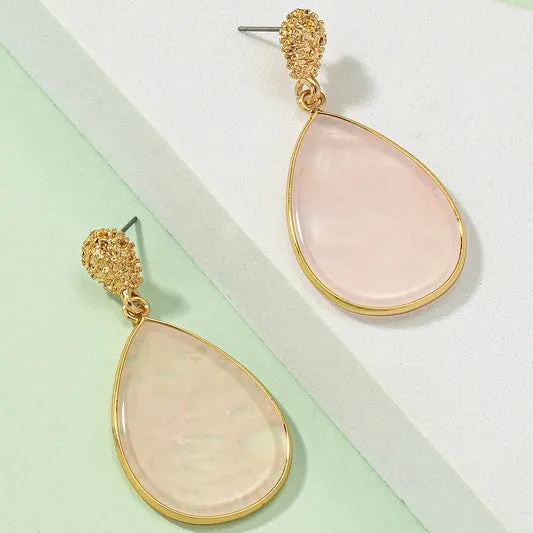 FREYA PINK SEMI PRECIOUS STONE DROP EARRINGS