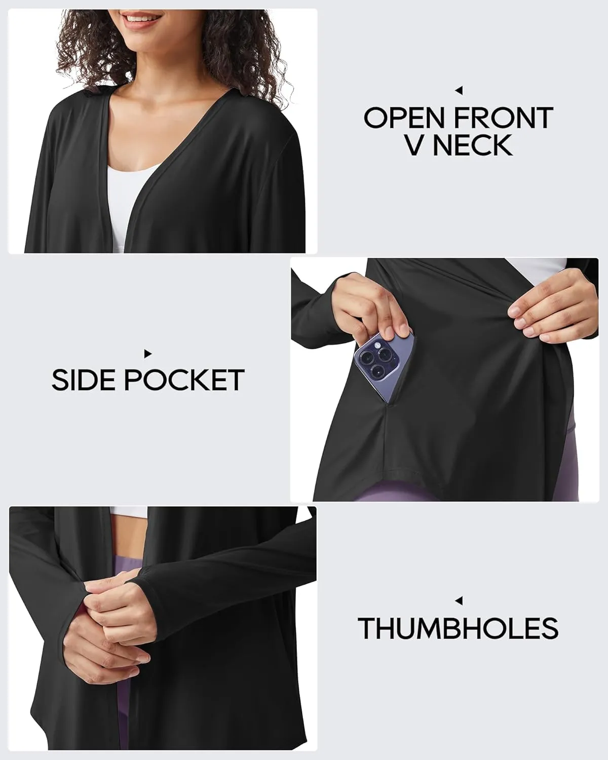 G4Free Lightweight Cardigans for Women UPF 50  Long Sleeve Sun Shirts Open Front Summer Cover Ups UV Protection