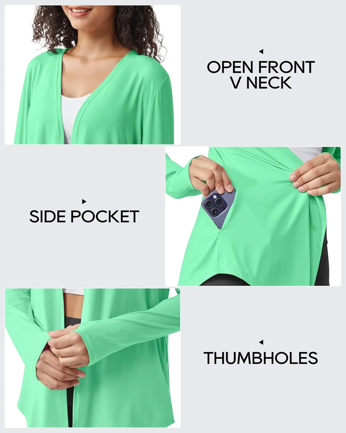 G4Free Lightweight Cardigans for Women UPF 50  Long Sleeve Sun Shirts Open Front Summer Cover Ups UV Protection