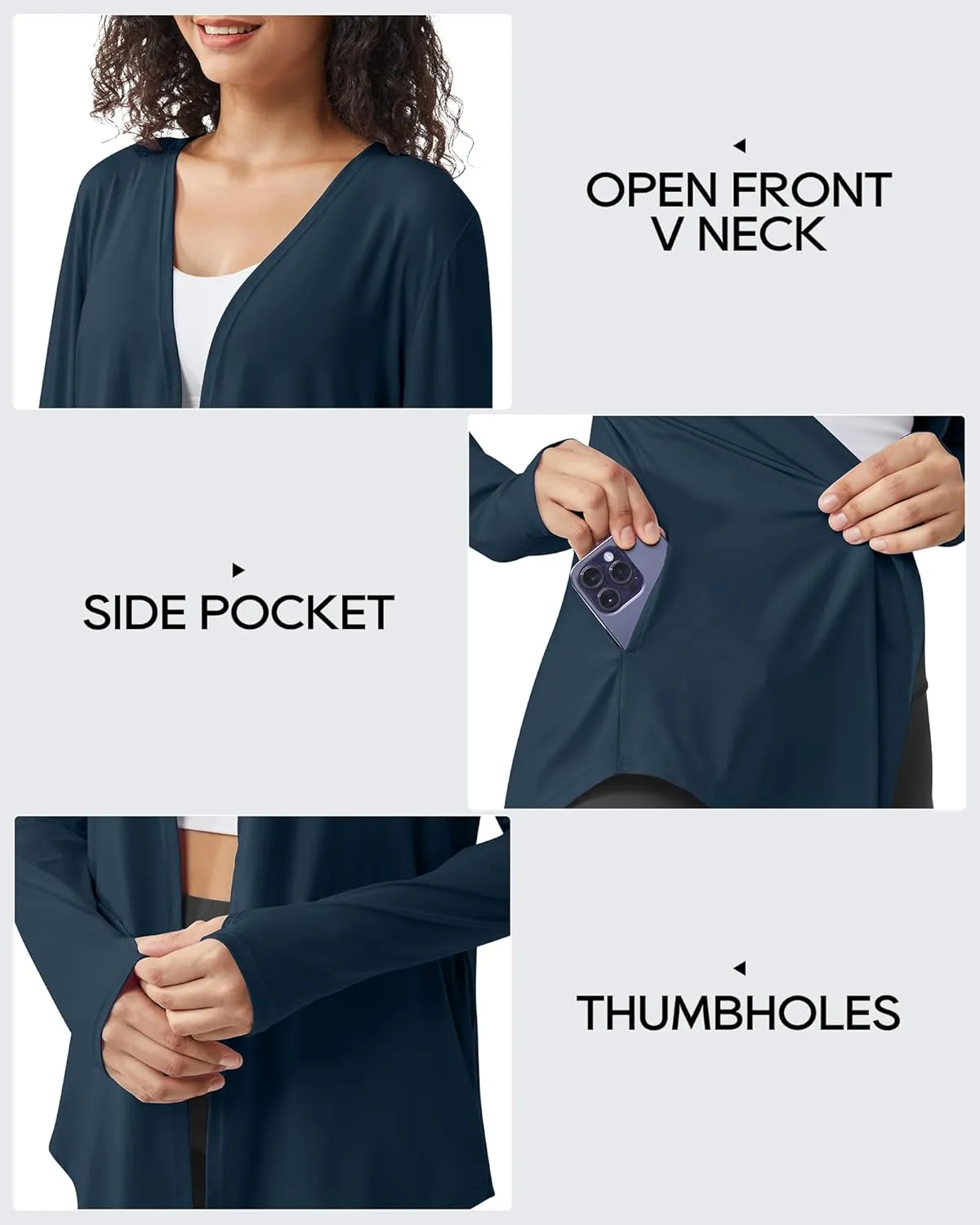 G4Free Lightweight Cardigans for Women UPF 50  Long Sleeve Sun Shirts Open Front Summer Cover Ups UV Protection