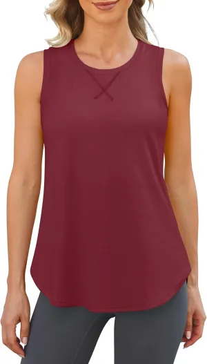 G4Free Lightweight Racerback Workout Tank Tops for Women High Neck Athletic Long Tanks Fast Dry Sleeveless Running Shirts