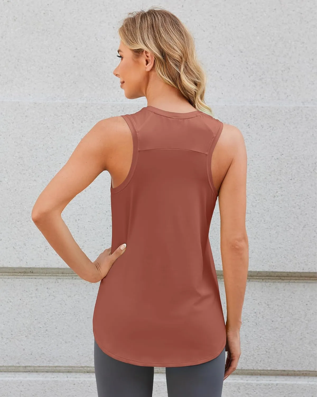 G4Free Lightweight Racerback Workout Tank Tops for Women High Neck Athletic Long Tanks Fast Dry Sleeveless Running Shirts
