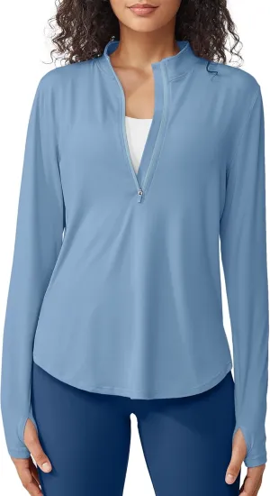 G4Free Womens UPF 50  Sun Shirts Lightweight Quick Dry Long Sleeve Workout Tops Lightweight Running Pullover