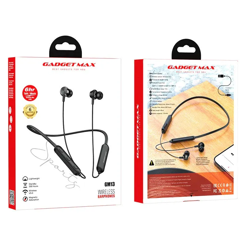 GADGET MAX GM13 NECKBAND WIRELESS EARPHONES (V5.0)