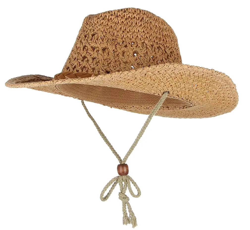 GEMVIE Baby Toddler Kids Sun Straw Western Cowboy Hat Wide Brim with Chin Strap