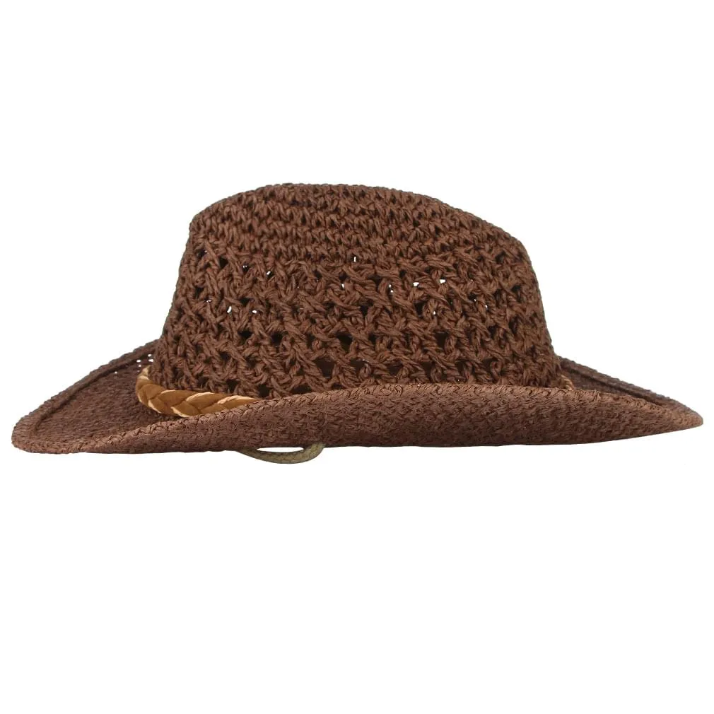 GEMVIE Baby Toddler Kids Sun Straw Western Cowboy Hat Wide Brim with Chin Strap