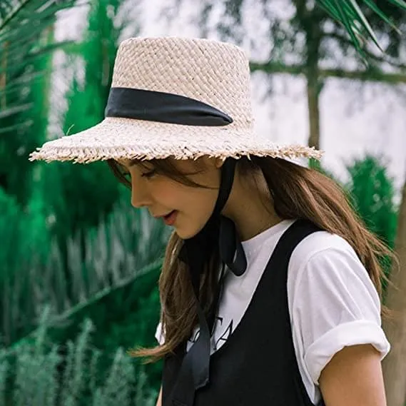 Gemvie Black Band Raffia Straw Hat