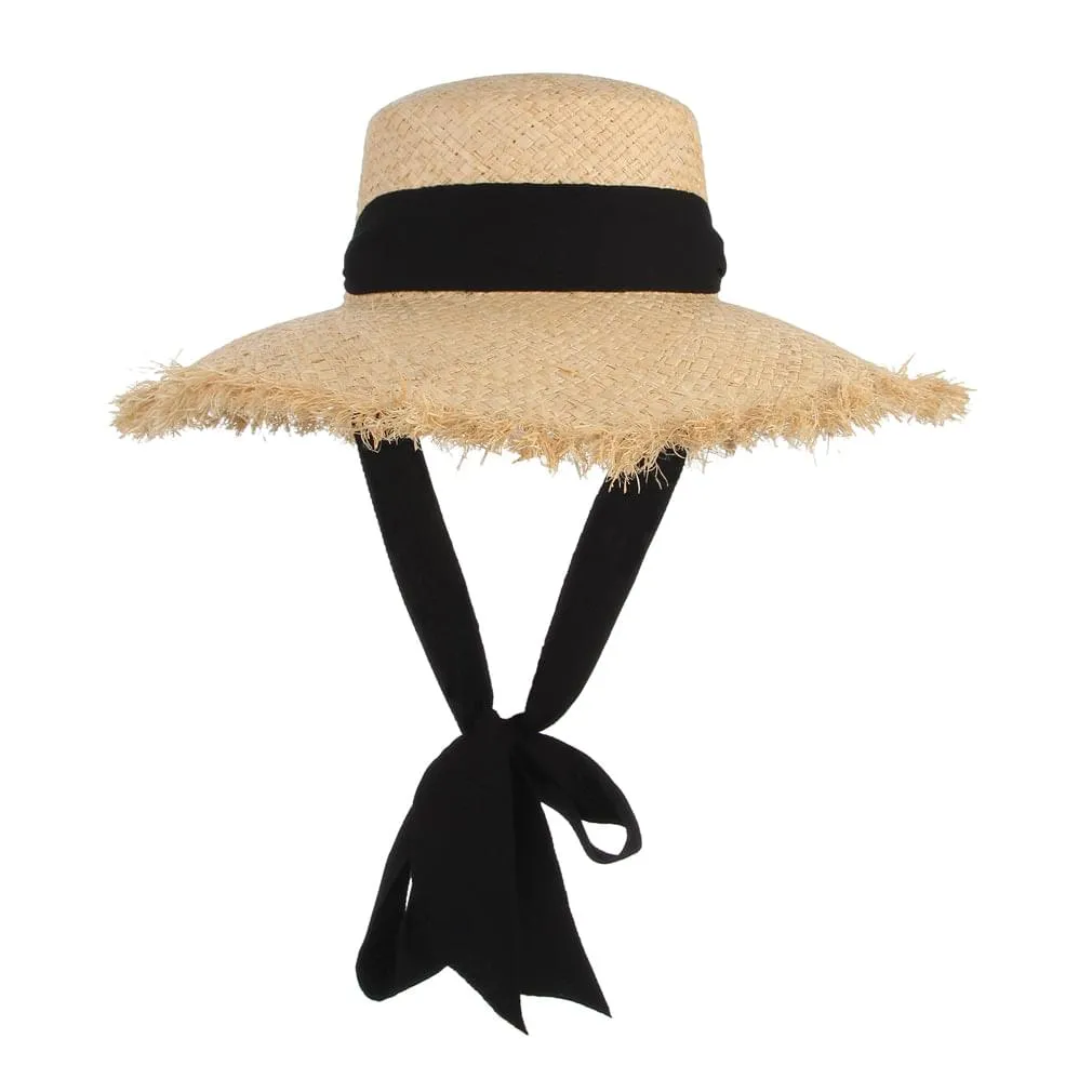 Gemvie Black Band Raffia Straw Hat