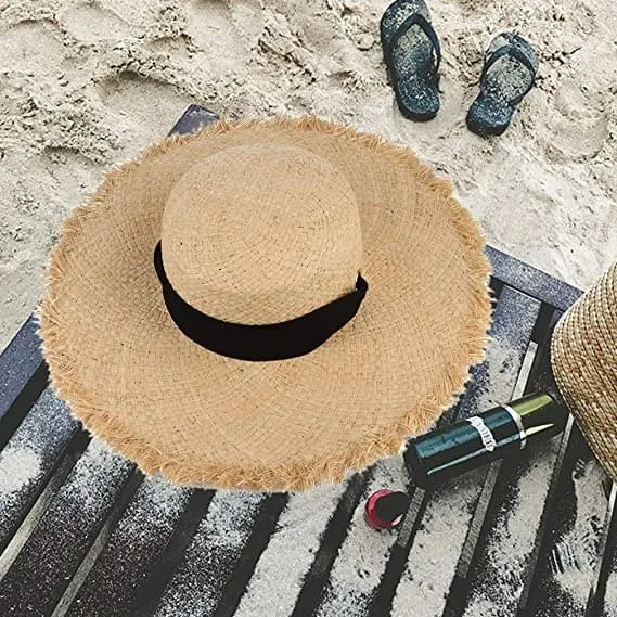 Gemvie Black Band Raffia Straw Hat