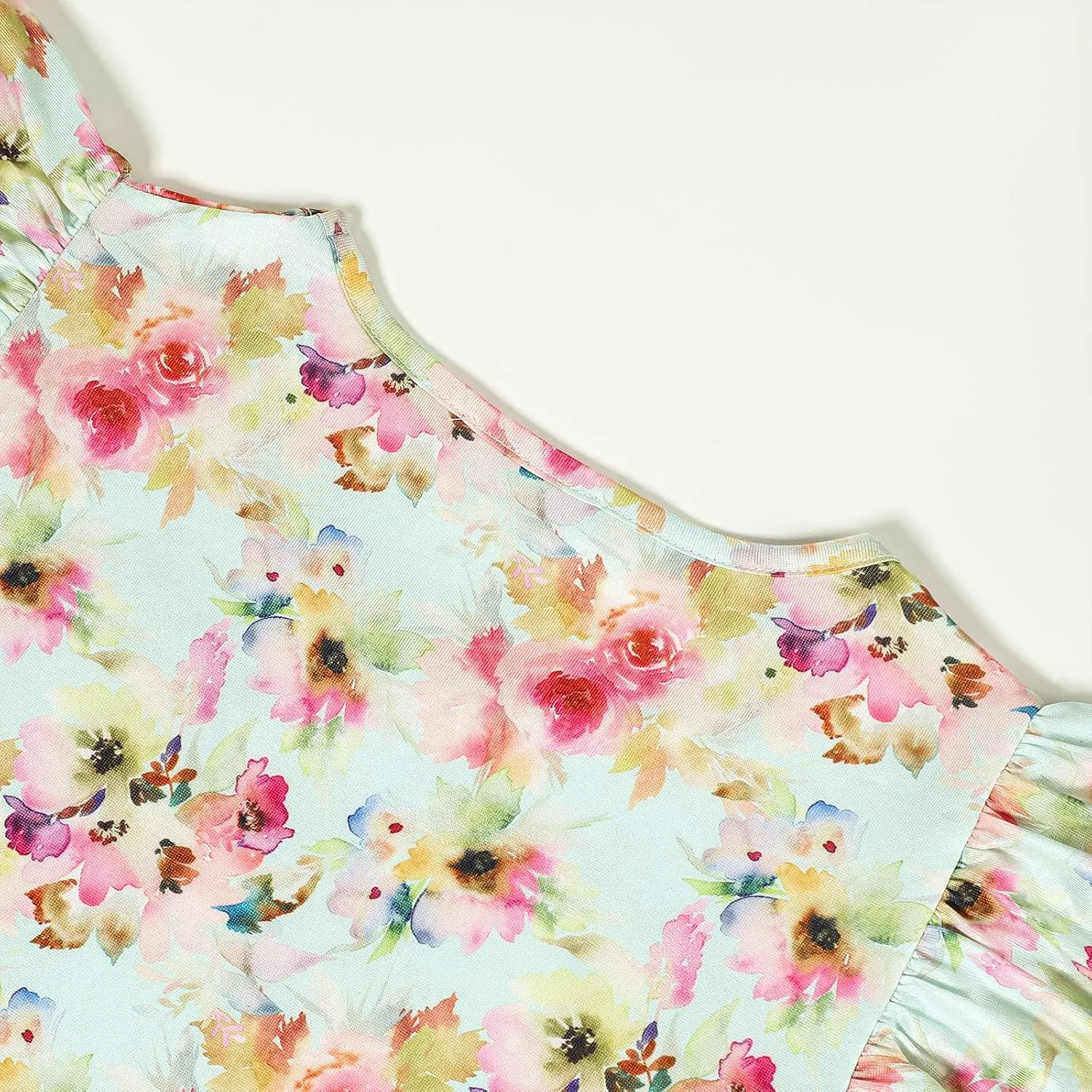 Girls Floral Boho Dress with Flutter Ruffle Sleeves - Summer Casual Holiday Sundress Flower Print Beach Dress 7-14 Years