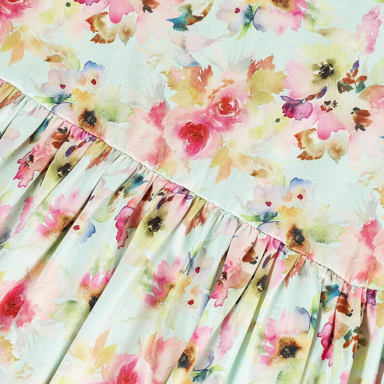 Girls Floral Boho Dress with Flutter Ruffle Sleeves - Summer Casual Holiday Sundress Flower Print Beach Dress 7-14 Years
