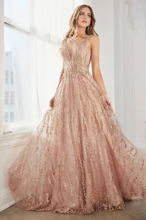 Glitter Lace Straps A-Line Gown Sale