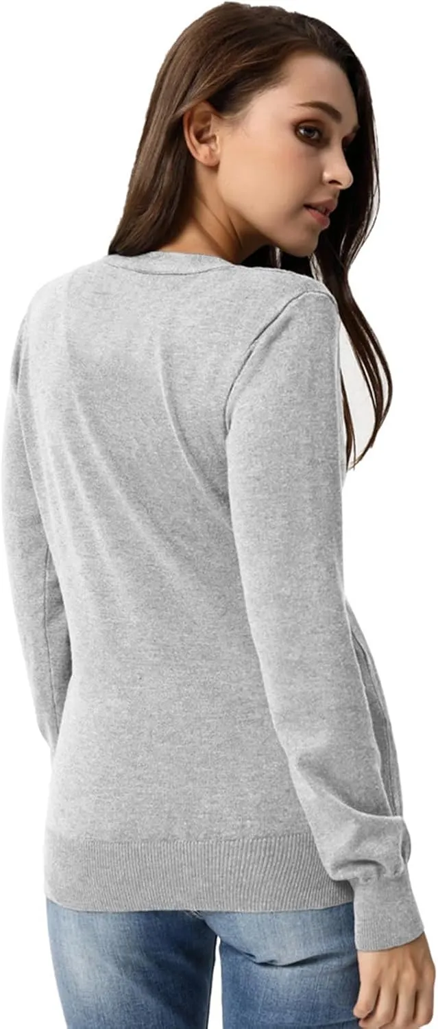 GRACE KARIN Women's Long Sleeve Button Down Sweater Classic V-Neck Knit Cardigan