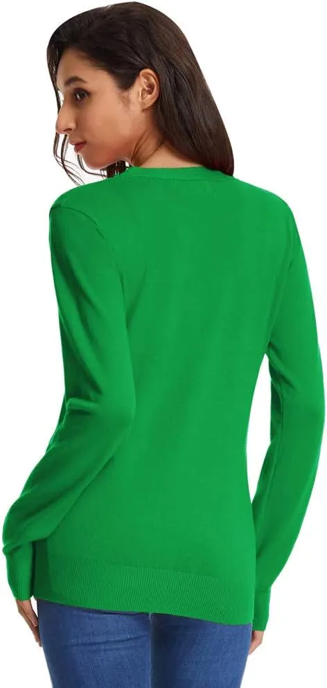 GRACE KARIN Women's Long Sleeve Button Down Sweater Classic V-Neck Knit Cardigan