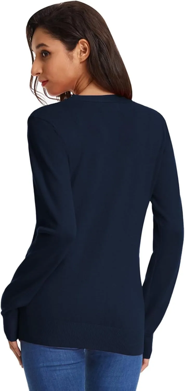GRACE KARIN Women's Long Sleeve Button Down Sweater Classic V-Neck Knit Cardigan
