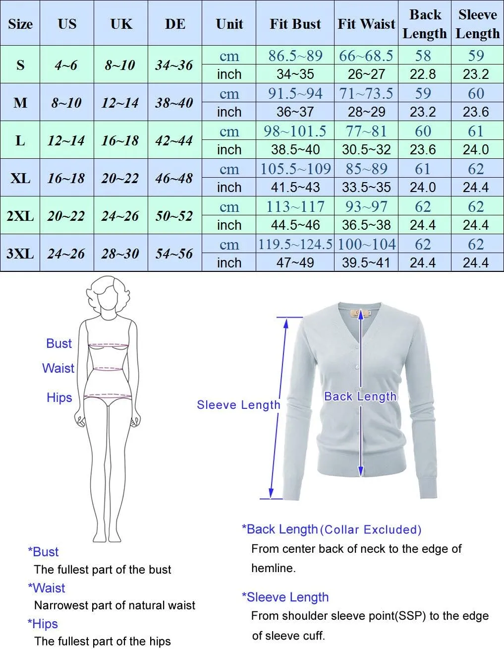 GRACE KARIN Women's Long Sleeve Button Down Sweater Classic V-Neck Knit Cardigan