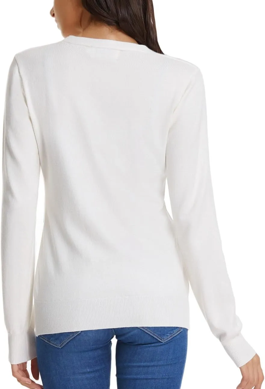 GRACE KARIN Women's Long Sleeve Button Down Sweater Classic V-Neck Knit Cardigan