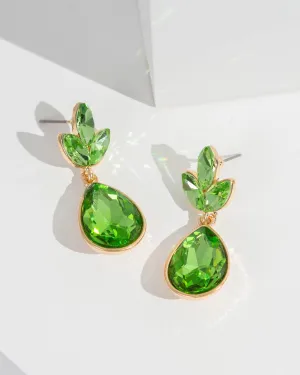 Green Crystal Cluster Drop Earrings