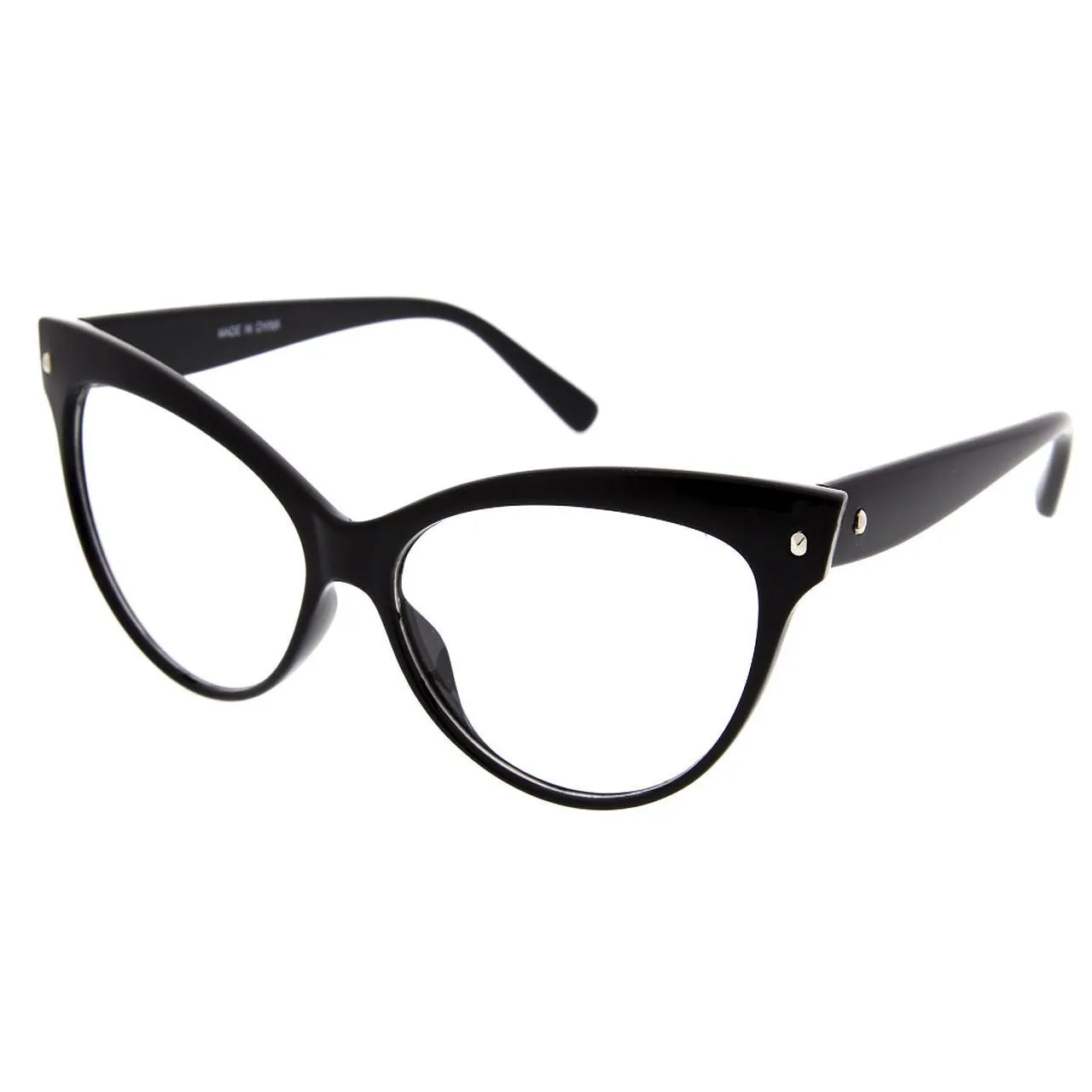 grinderPUNCH Women's Large Clear Lens Cat Eye Sunglasses