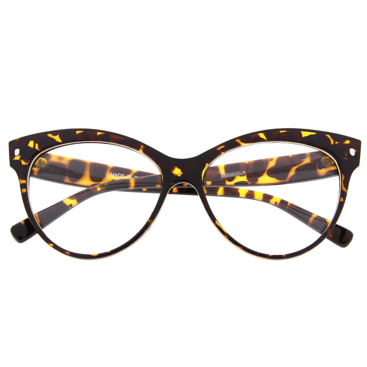 grinderPUNCH Women's Large Clear Lens Cat Eye Sunglasses